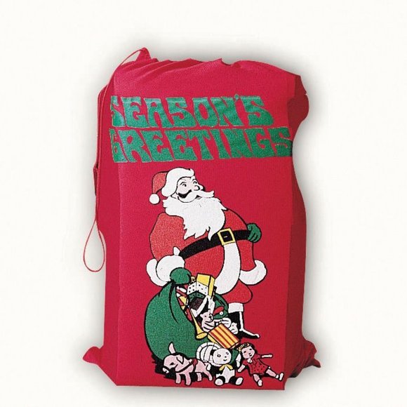 SANTA CLAUS GIFT TOY BAG SACK FLANNEL CHRISTMAS COSTUME ACCESSORY NEW - Picture 1 of 7